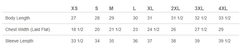 Sizing Chart